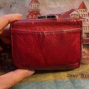 Vintage Cherry Red Leather Wallet Excellent